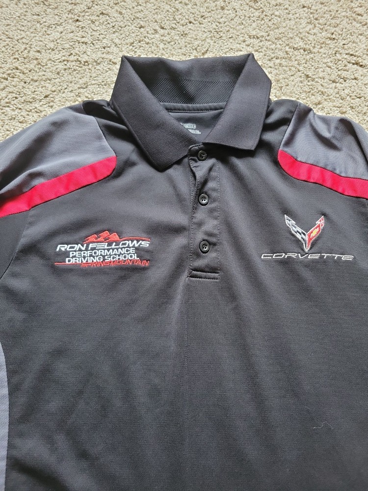 Corvette Ron Fellows Performance Driving School Polo Shirt Size Large