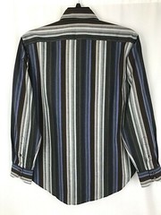 Thomas Dean Shirt Top Medium Button Down Long Sleeve Stripe Blue Brown New $110