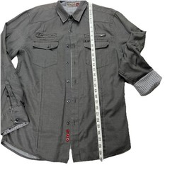 Sovereign Code Button Up Shirt Men Size Large Dark Gray Modern Zip Pocket