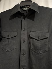 Van Heusen 100% Texturized Polyester Black Short Sleeve Button Down Shirt Medium