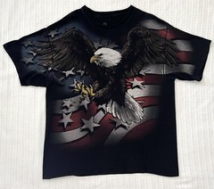 Liquid Blue American Bald Eagle Flag Graphic Print Tee Shirt XL 22.5” X 28.5”