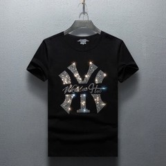 New Men Luxury Rhinestones Fashion T-Shirt High Quality Black White