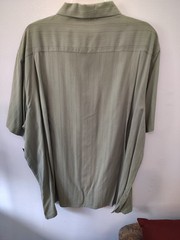 Croft Barrow Mens Oversized Shirt XXL S/S Green Easy Care Pocket Shirt NWT Silk
