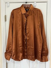 HI-TIE Men’s Long Sleeve Orange Button Up Shirt Size 2XL
