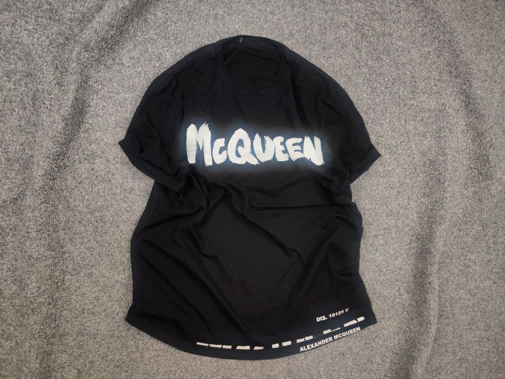 Alexander McQueen Authentic Graffiti Logo-print Black Cotton T-shirt