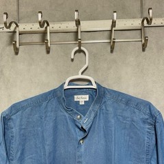 VTG Paul Fredrick Shirt Men L Blue Denim Chambray Blade Collar Button Up L/S USA