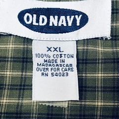 Old Navy LS Mens Casual Shirt Button Down Size XXL Green/Blue Plaid