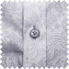 High Open Bow Collar Buttonless Gray Jacquard Paisley Mens Cocktail Events Shirt