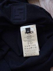 Fendi Roma FF Logo Patch Navy Wool Knit Polo Shirt Men’s IT 50 Made in Italy