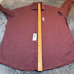 Van Heusen Comfort Performance Button Up Shirt Wine Red Mens 18.5 35/36 NWT
