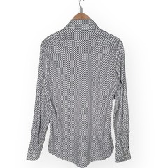 MICHAEL KORS COLLECTION Monogram Button Up Shirt Wrinkle Resistant Slim Black M