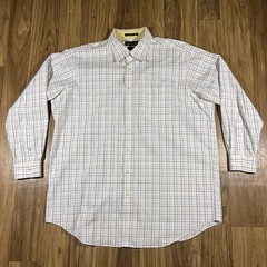Paul Fredrick Dress Shirt Mens 18 x 35 Multicolor Plaid Classic Fit Long Sleeve