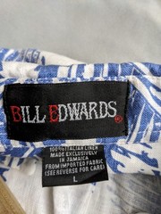 Vintage Hawaiian Shirt Mens Size L Blue Bill Edwards Floral Short Sleeve