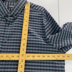 Express Performance Slim Fit Button Up Shirt Mens XL Gray Black Moisture Wick