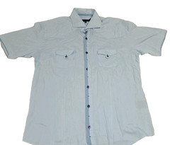 Bogosse Shirt Mens size XL Light Blue Short Sleeve Button 5 See Photos Button Up