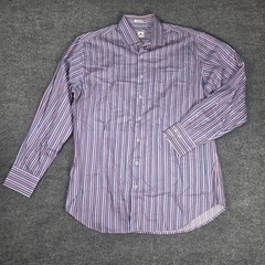 Peter Millar Cotton Navy Red White Vertical Stripe Button Down Size Large Cotton