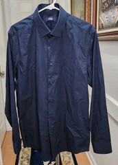 Roberto Cavalli Class Mens Button Down Long Sleeve Dress Shirt Size 42 16.5 Navy