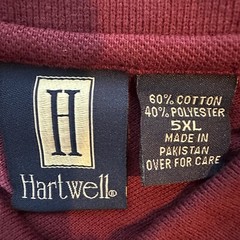 NEW Hartwell Polo Shirt Mens 5XL Burgundy Cotton Blend Three Button Short Sleeve