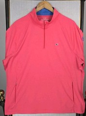 VINEYARD VINES x IVANHOE CLUB Mens 2XL Bright Pink 1/4 Zip Performance Pockets