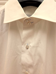 Robert Talbott Estate Classic Button Down, Men 17.5R, White W/ White Pinstripe