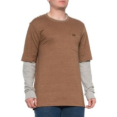Stanley Men’s SMALL Double Collar Crew Thermal Long Sleeve T Shirt BROWN GRAY