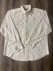 Croft & Barrow Mens Button-Down Long Sleeve Shirt Cream Khaki Chino Size LT