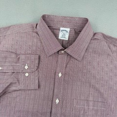 Brooks Brothers Regent Long Sleeve Dress Shirt Mens 17.5-32/33 Crimson Red Check