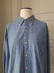 Peter Millar Chambray Blue Button Down XL – 98% Cotton 2% Spandex