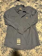 Carhartt FR Shirt Mens Large Tall Flame Resistant Long Sleeve Button-Up Branded