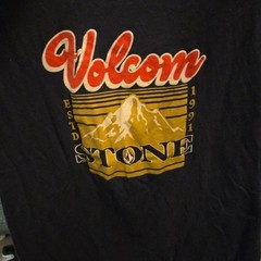 Volcom black t-shirt with red and yellow graphic, Size L