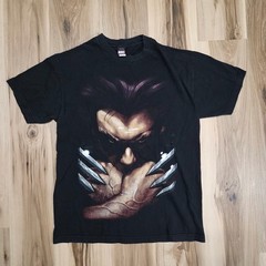 Marvel Mad Engine X-Men Logan Wolverine Claws Big Print Black Men’s Shirt Large