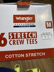 Wrangler Five Star Premium Men’s Crew Neck Tee 6-Pack M White Stretch Moisture