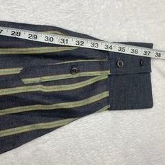 PRESTIGE Royal Size XL Mens Shirt Navy Stripes 100% Linen Sequin Embroidery NWT!