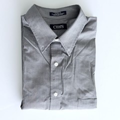 EUC CHAPS Regular Men Button Down T-Shirt 16 ½ neck, 34/35 Gray Long Sleeve