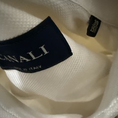 Canali Mens Dress Shirts 15 1/2 39 Made In Italy Ivory Tan Single Stitch Vtg EUC