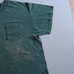 Green Blank Fruit of the Loom Pocket Tee T Shirt Sun Ghost Faded Distressed XXL