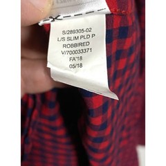 Old Navy Red Blue Gingham Check Button Everyday Shirt LS Slim Fit Mens M Preppy