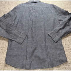 Goodthreads Button Down Shirt Mens Large Blue Gingham Linen Cotton