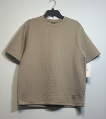 SAINTS STUDIO Man’s Chevron Textured T-Shirt Beige Short Sleeve Crew S
