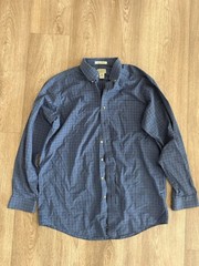 Men’s Large Tall LL bean Button Down Shirt Blue Cotton
