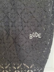 Bode Black Tile Lace Button Up Cotton Blend Shirt Small Medium