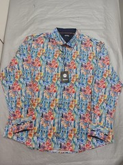 Bespoke Moda NWT Men’s Button Down Long Sleeve Abstract Floral Print 3XL