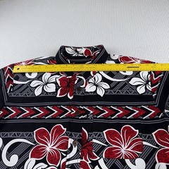 Kau Kauwa Men’s Sz Lg Hawaiian Style Shirt Red & Black Floral, 100% Cotton, GUC