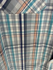 PD&C Men’s XL Short Sleeve Button-Down Front Pockets Collared Blue Striped Shirt
