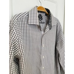 English Laundry Christopher Wicks Button Up Shirt White Black Check / 16-34/35