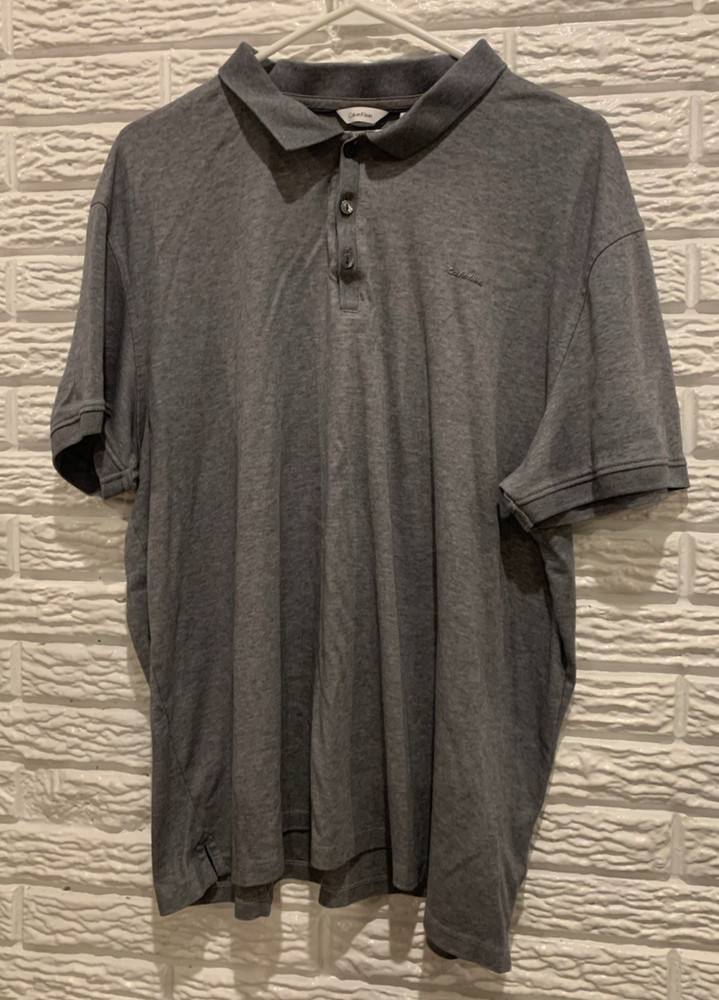 Calvin Klein Liquid Touch Polo/Collared Shirt Men’s XXL Gray Cotton Short Sleeve