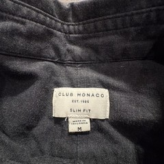 Club Monaco Shirt Mens Medium Gray Cotton Slim Fit Flap Pockets Casual Preppy