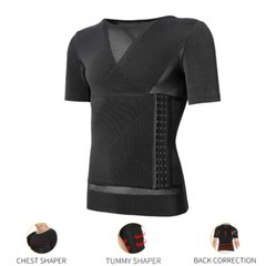 Men’ Slimming Body Shaper Compression Shapewear T-Shirt With Hook/Zipper Vest US