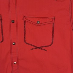 Marc Ecko Cut & Sew Deadly Threads Snap Shirt Mens XL LS Red Flap Pockets