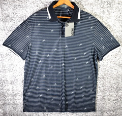 G/FORE Tech Pique Script Stripe Polo Golf Shirt NWT Large $120 Onyx